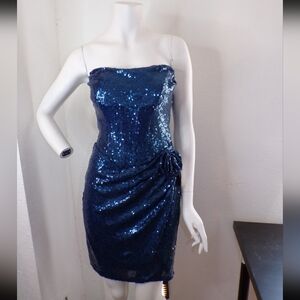 Blue Sequin Mini Dress